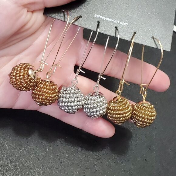 Ashley Stewart set of 3 beaded earrings - Picture 1 of 8